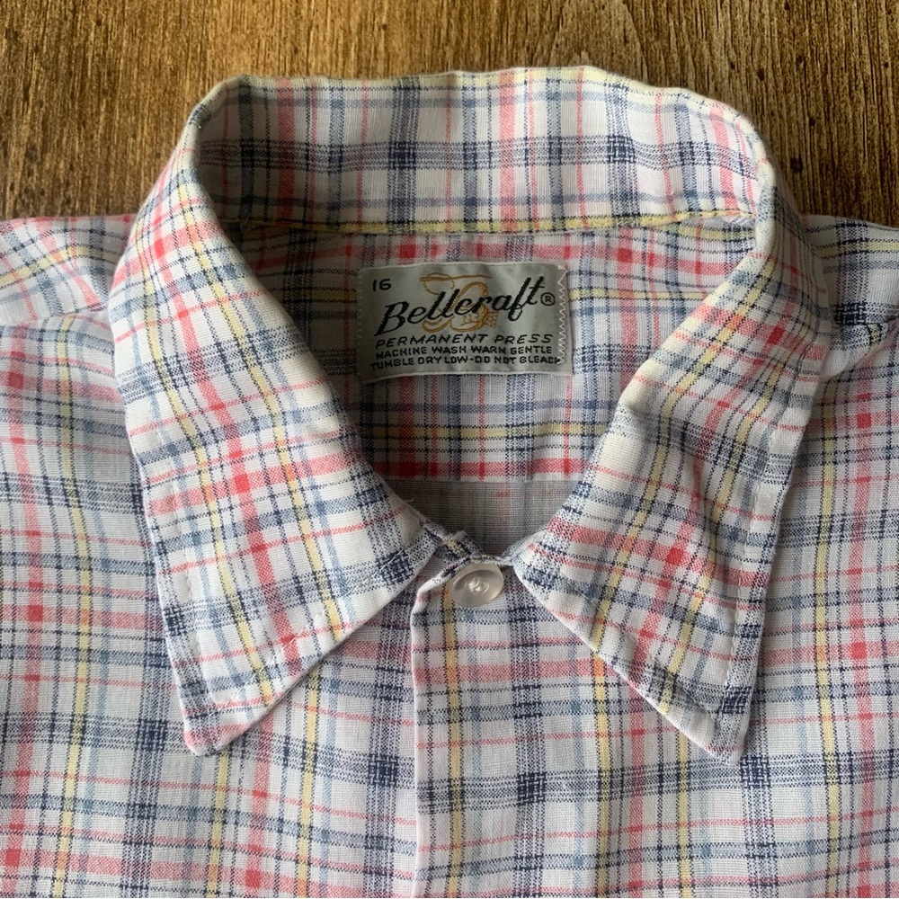 Vintage Bellcraft Button Down Collared Shirt 60s Small Plaid